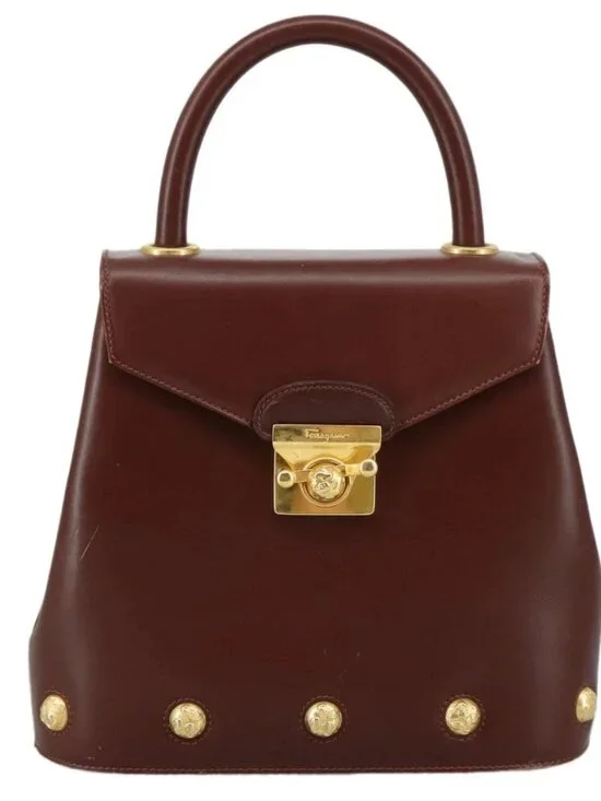 Salvatore Ferragamo Hand Bag Leather Brown Gold Auth mr885 - Picture 2 of 16